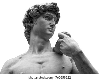 Head Of A Famous Statue By Michelangelo - David From Florence, Isolated On White