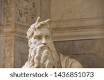 The head of the figure of the biblical prophet Moses, the central sculpture of the tomb of Pope Julius II (died in 1513)