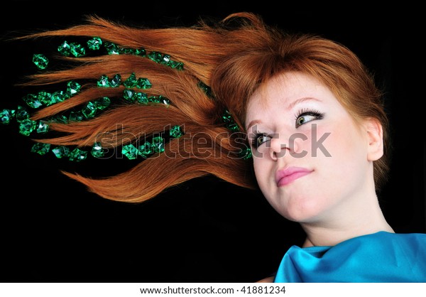 Head Girl Natural Red Hair Over Stock Photo Edit Now 41881234