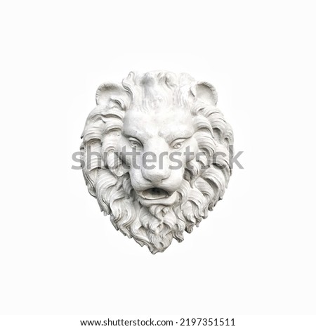 Head of lion stucco isolated on white background