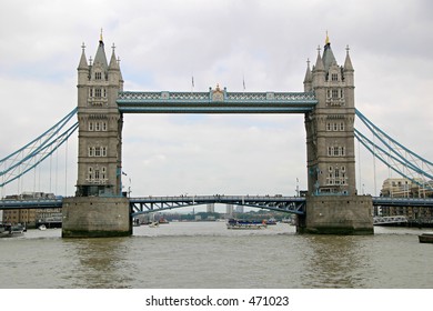 A Head On View Of Tower Bridge From Aboard A Thames River Cruise - London, England