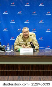 Head Of Roscosmos Dmitry Rogozin At A Press Conference. Baikonur, Kazakhstan - February 25, 2022