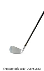 Head And Shaft Of Golf Club Iron No.7 On White Background.