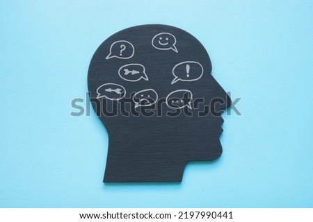 Head shape with speech bubbles. Internal family systems IFS therapy concept.