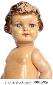 Head Shot Of An Old Vintage Doll