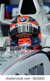 Head Shot Of Robert Kubica In Car  At Sepang F1 Malaysia 2007 Grand Prix