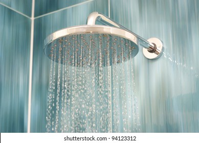 Head Shower While Running Water