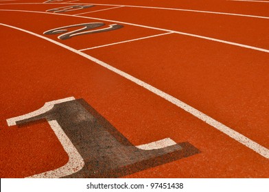 Head Start Red, White Running Track Background