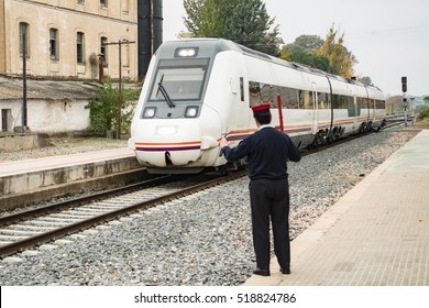 Head of train station controlling the circulation