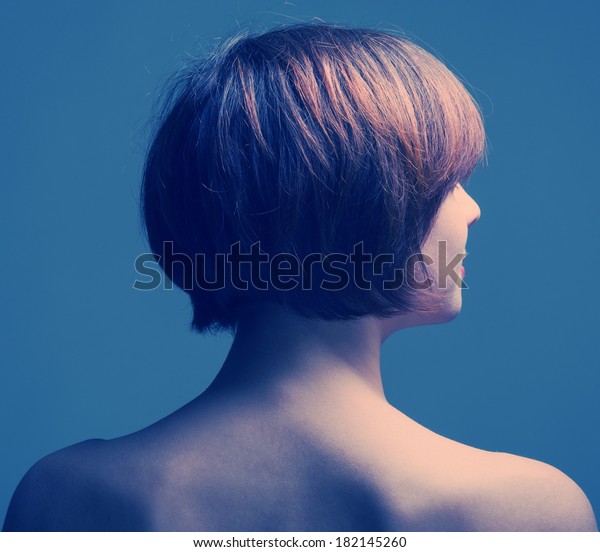 Head Woman Short Hair Back On Stock Photo Edit Now 182145260