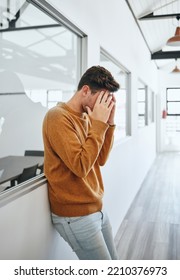 Headache, Stress And Student With Head In Hands At University Frustrated With School Work Load. Mental Health, Anxiety And Depression At Exam Time, Man From Canada Suffering From Deadline Pressure.