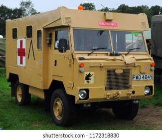 Headcorn Aerodrome, Kent / UK - 08/19/2018: 1983 Land Rover 101 Forward Control Ambulance 'George Masters VC' In British Army Markings At The 2018 Combined Ops Military & Air Show.