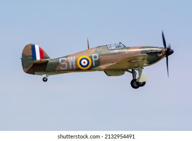 Headcorn, Kent  UK - July 1st 2018  Hurricane WW2 Fighter Plane Flies In Airshow Over Kent. 

