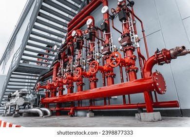 Header pipes valve zone and fire alarm control system at industrial plants