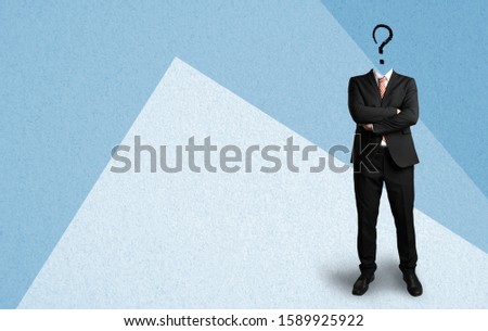 headless businessman with a questionmark on paper background