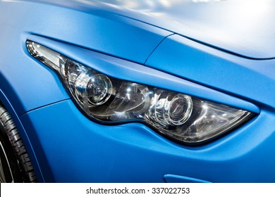 Headlight of blue car close up - Powered by Shutterstock