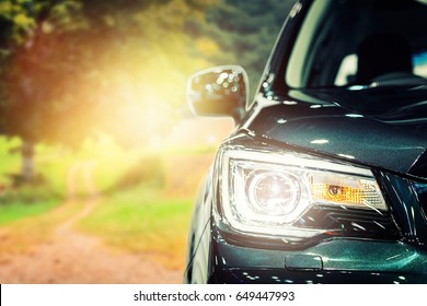 Headlight  car, closeup