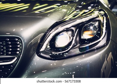 Headlight Car Projector/LED Of A Modern Luxury Technology And Auto Detail