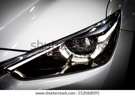 Headlight car Projector/LED of a modern luxury technology and auto detail