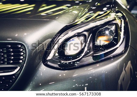 Headlight car Projector/LED of a modern luxury technology and auto detail