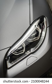 Headlight Front Modern Prestigious Car Closeup