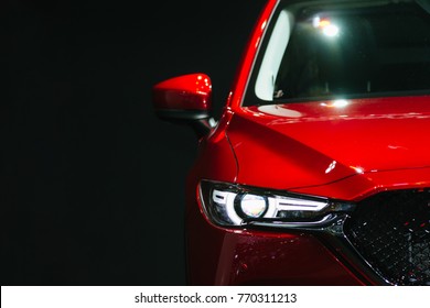 Headlight lamp of new cars,copy space.