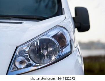 Headlight Of Modern Prestigious Car Close Up.