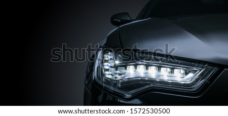 headlight of  modern prestigious car close up