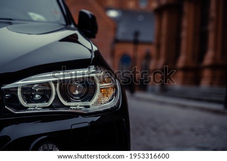 headlight of modern prestigious car close up