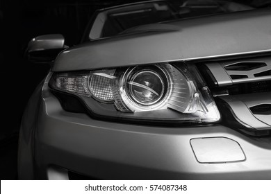headlight of  modern prestigious car closeup