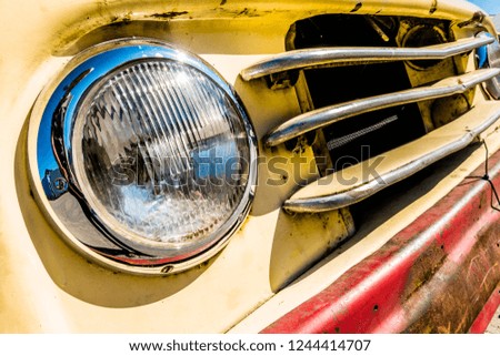 headlight of an oldtimer - closeup