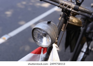 Headlight of a roadster bicycle. Vintage bicycle lamp. - Powered by Shutterstock