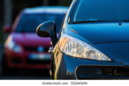 Headlight Of Two Modern Cars