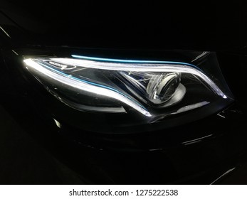 Headlights of Mercedes Benz E 180