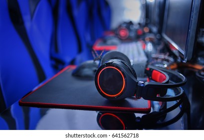 headphone use for gamer computer on line background ,esports concept