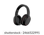 HeadPhones, Headphones isolate on white. Wireless headphones in black, high quality, isolated on a white background, for advertising or product catalog. Set of headphones