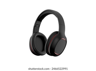 HeadPhones, Headphones isolate on white. Wireless headphones in black, high quality, isolated on a white background, for advertising or product catalog. Set of headphones