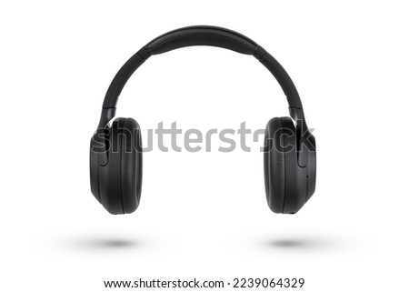 Headphones isolate on white. Wireless headphones in black, high quality, isolated on a white background, for advertising or product catalog.