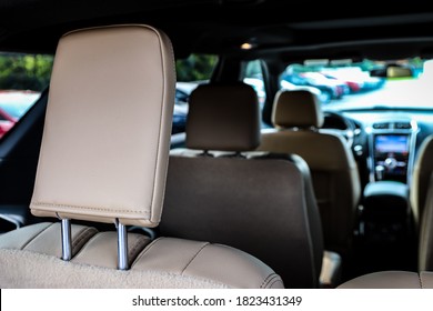 Headrest On The Back Seat Of 3rd Row Seating In A New Suv