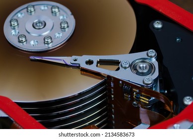 Heads And Platters Inside Old Mainframe Hard Drive