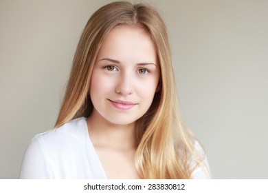 Headshot Of Beautiful Teen Girl Smiling With Nice Babysmile