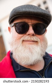 Headshot From Friendly Male Man With Big White Beard