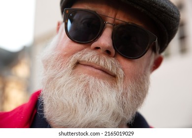 Headshot Of Friendly Male Man With Big White Beard