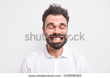 Similar – Image, Stock Photo Man opens shirt shows white space / Copy Space