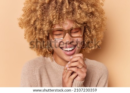 Similar – Image, Stock Photo Young natural blonde woman smiles
