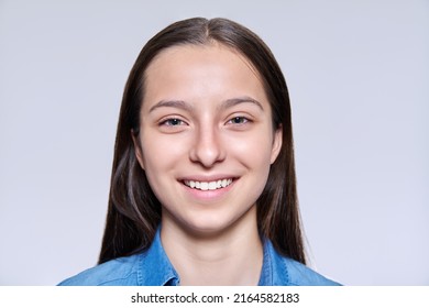 Headshot Portrait Teenage Girl Smiling Teeth Stock Photo 2164582183 ...