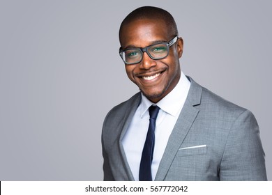 Headshot of successful smiling cheerful african american businessman executive stylish company leader