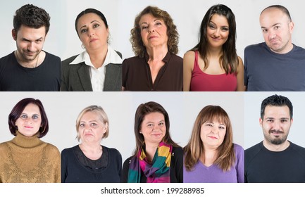 Headshots Of Arrogant Self-assured People In Group