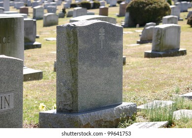 Headstones in a cemetery in New Jersey