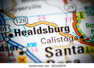 Healdsburg. California. USA On A Map.